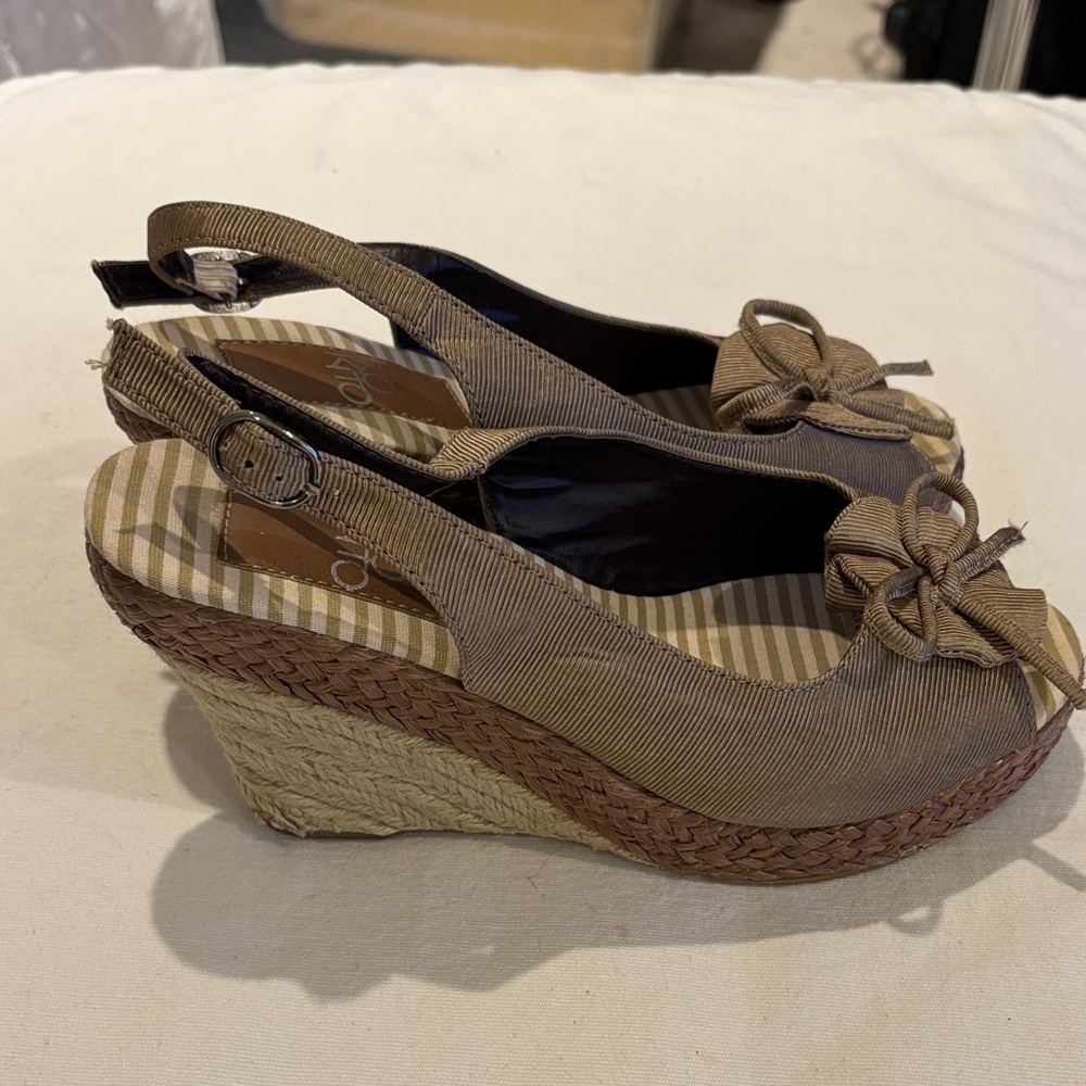 Kork-Ease Brown Espadrille Wedge Sandals
